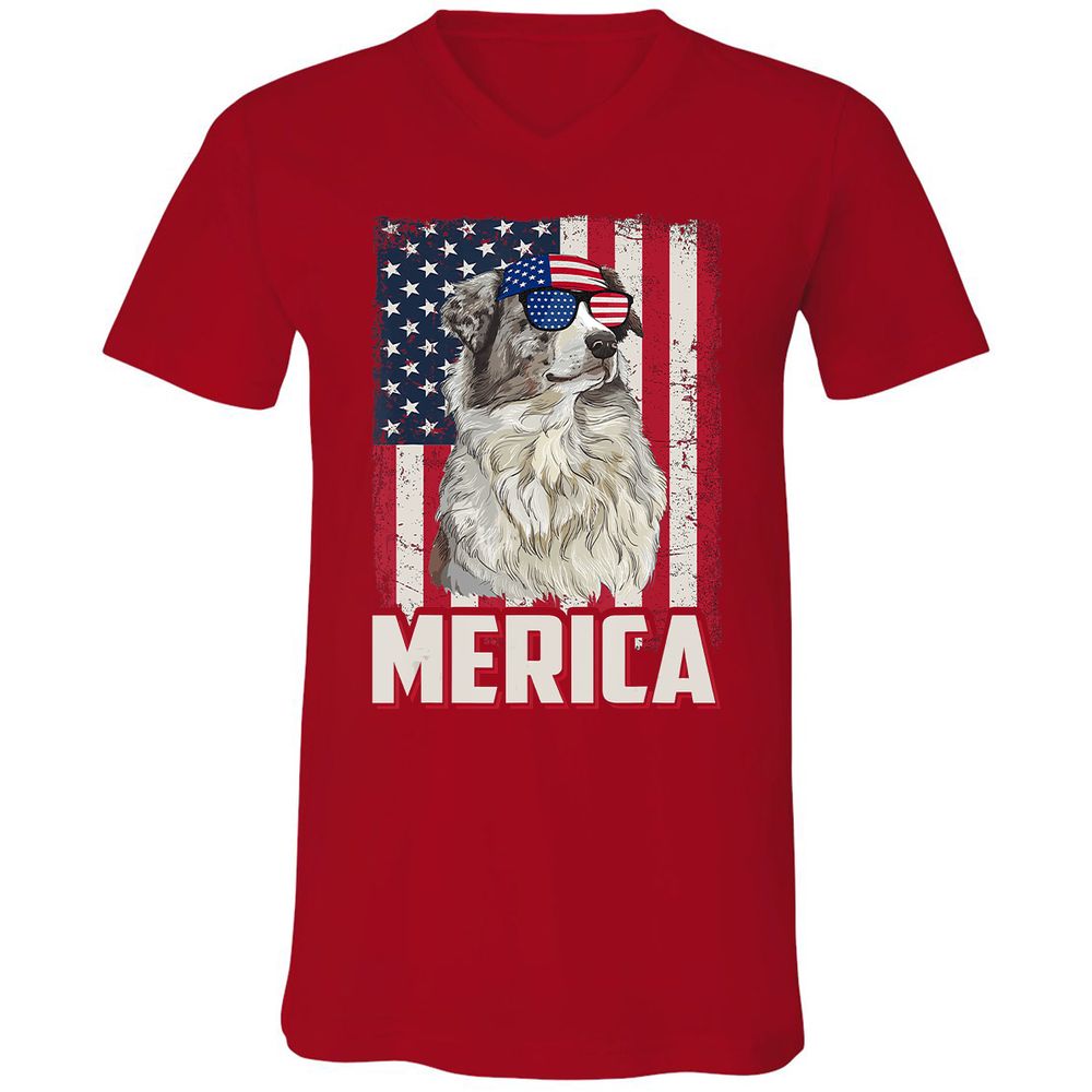 Unisex V-Neck T-Shirt - CQR7MUMW - Red - 3