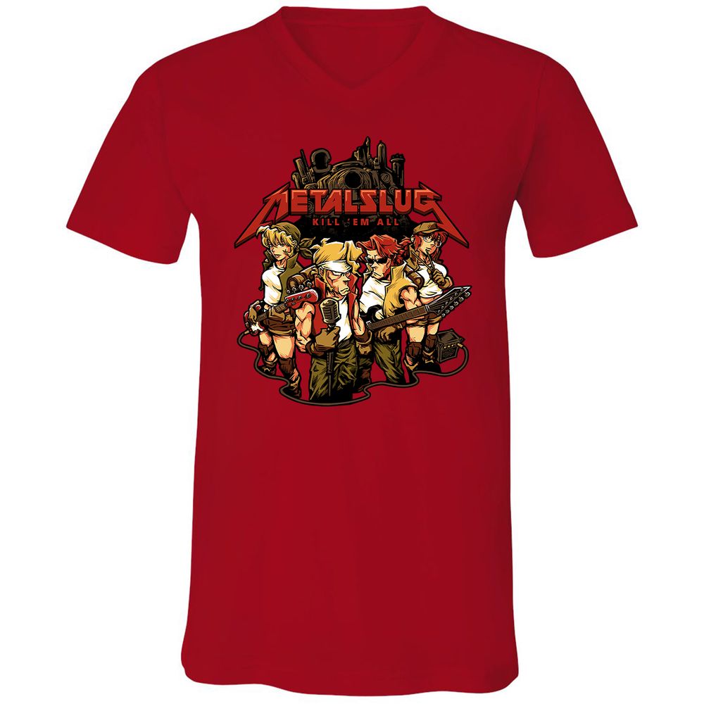 Unisex V-Neck T-Shirt - 9J1E4TKR - Red - 3