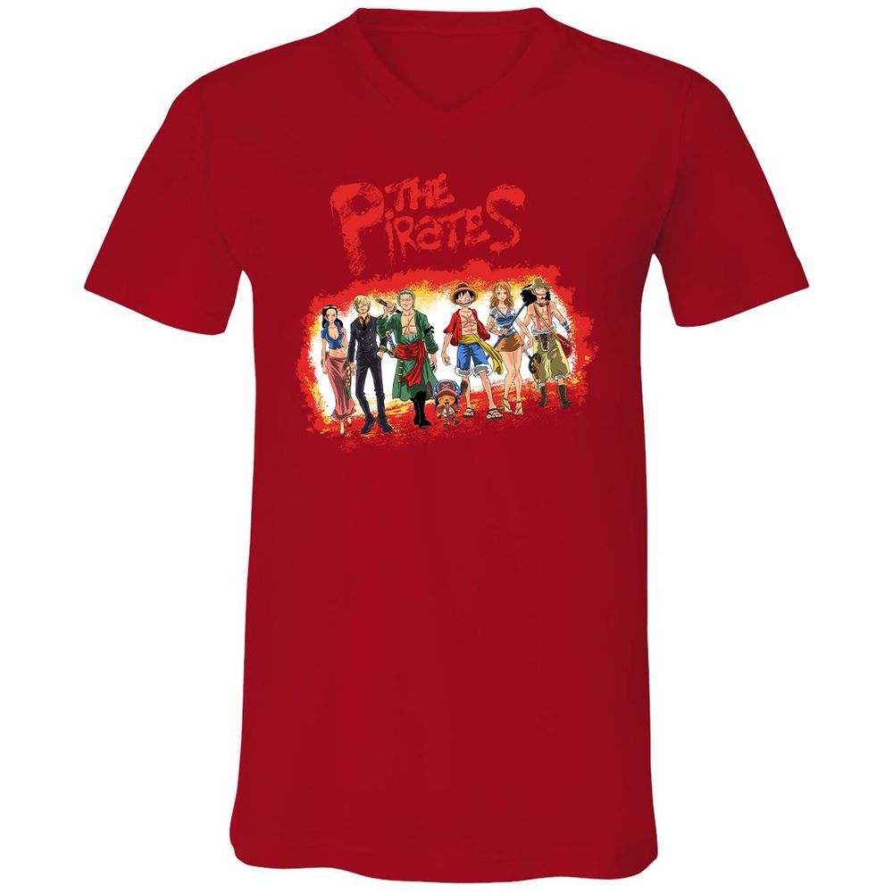 Unisex V-Neck T-Shirt - 9A2C7QK4 - Red - 3