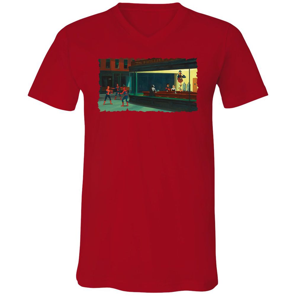 Unisex V-Neck T-Shirt - 7KHMLFJZ - Red - 3