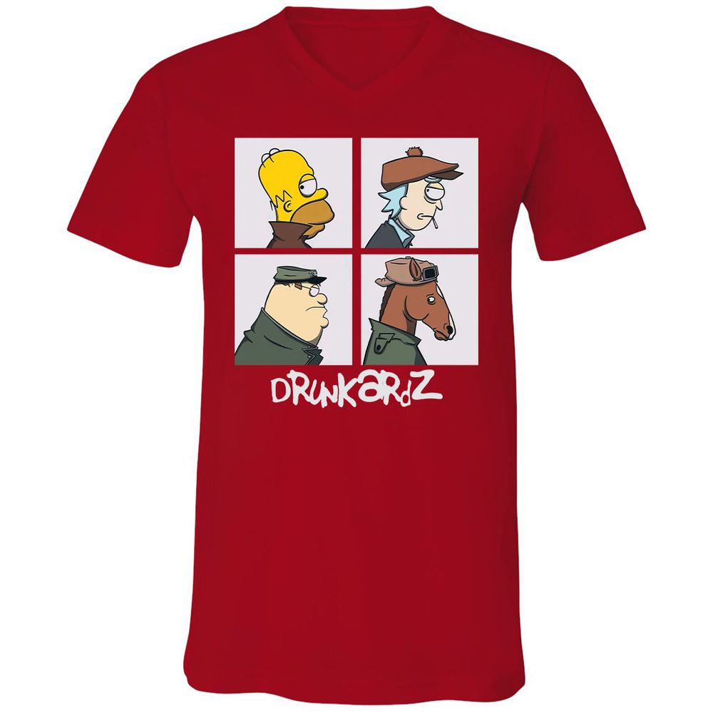 Unisex V-Neck T-Shirt - 99QQZYV4 - Red - 3
