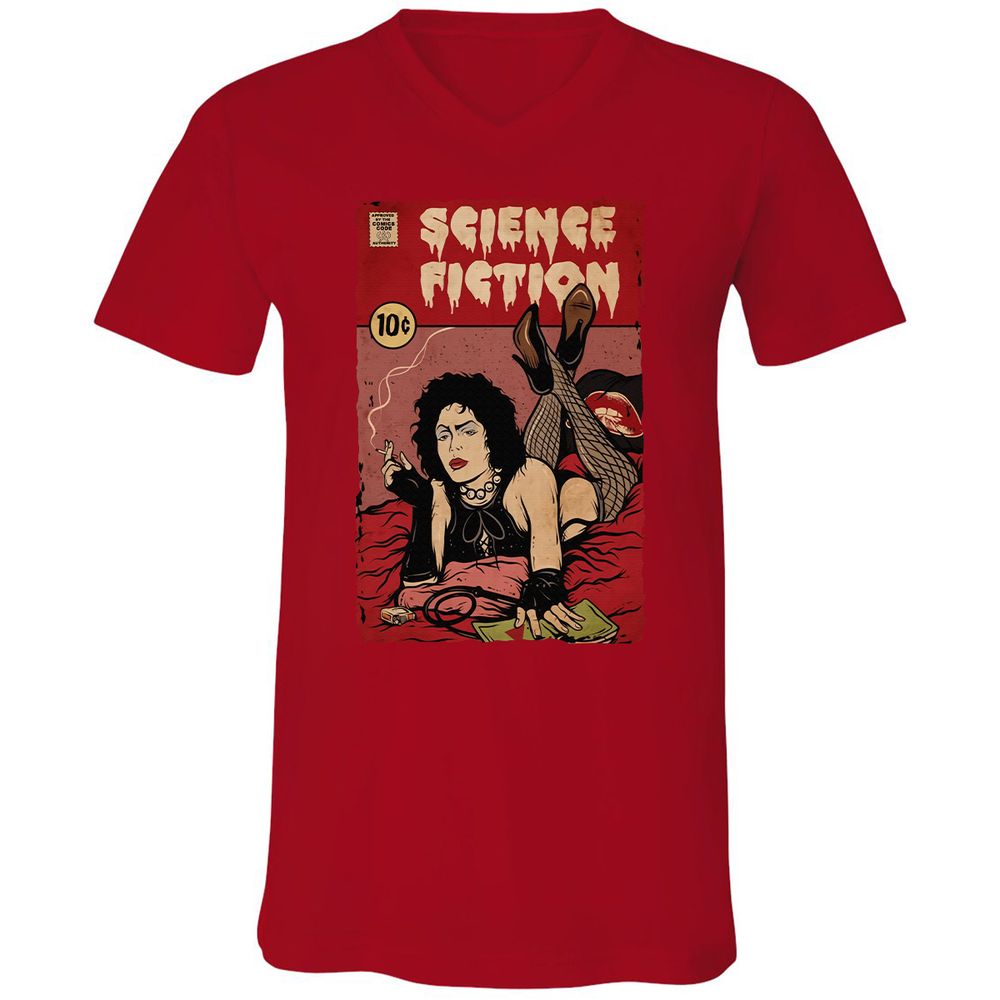 Unisex V-Neck T-Shirt - BDRC7EDK - Red - 3
