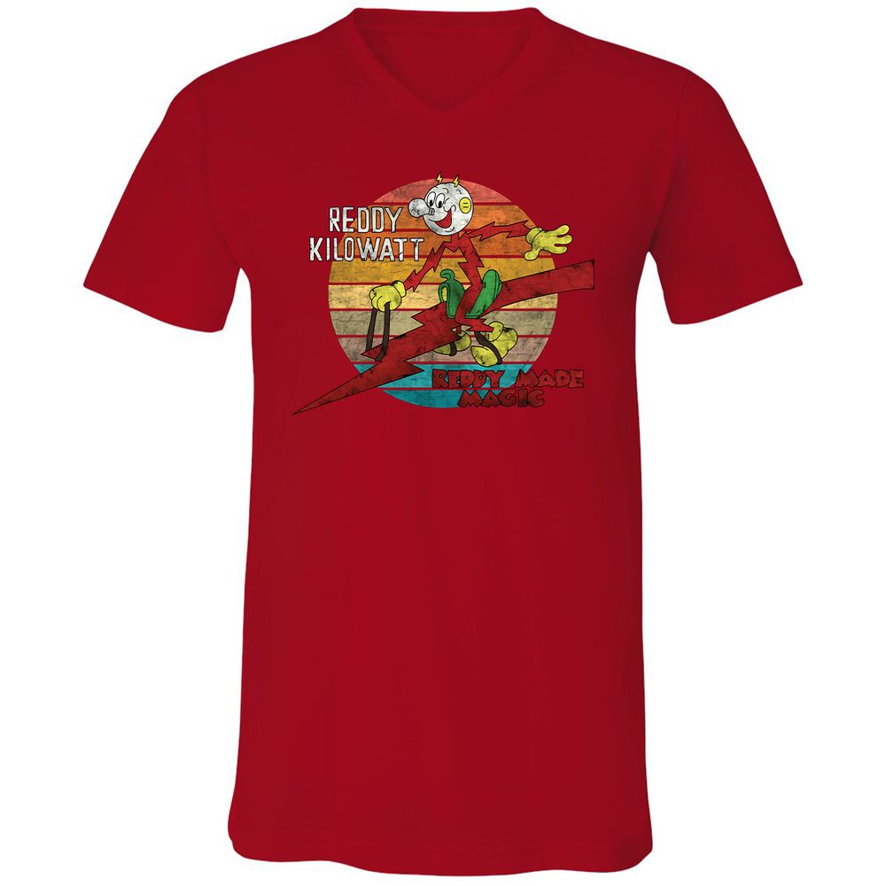 Unisex V-Neck T-Shirt - GJ9W2UXV - Red - 3