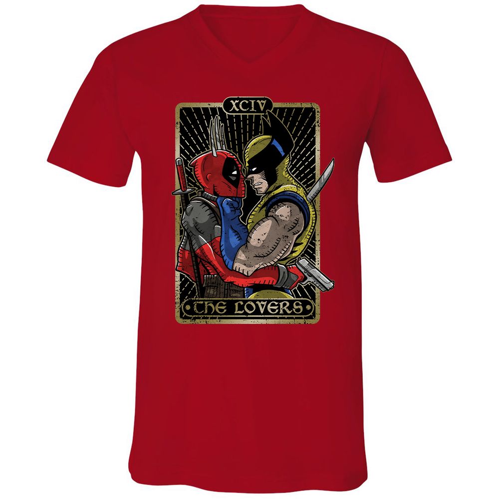 Unisex V-Neck T-Shirt - 7Q3JFNUZ - Red - 3