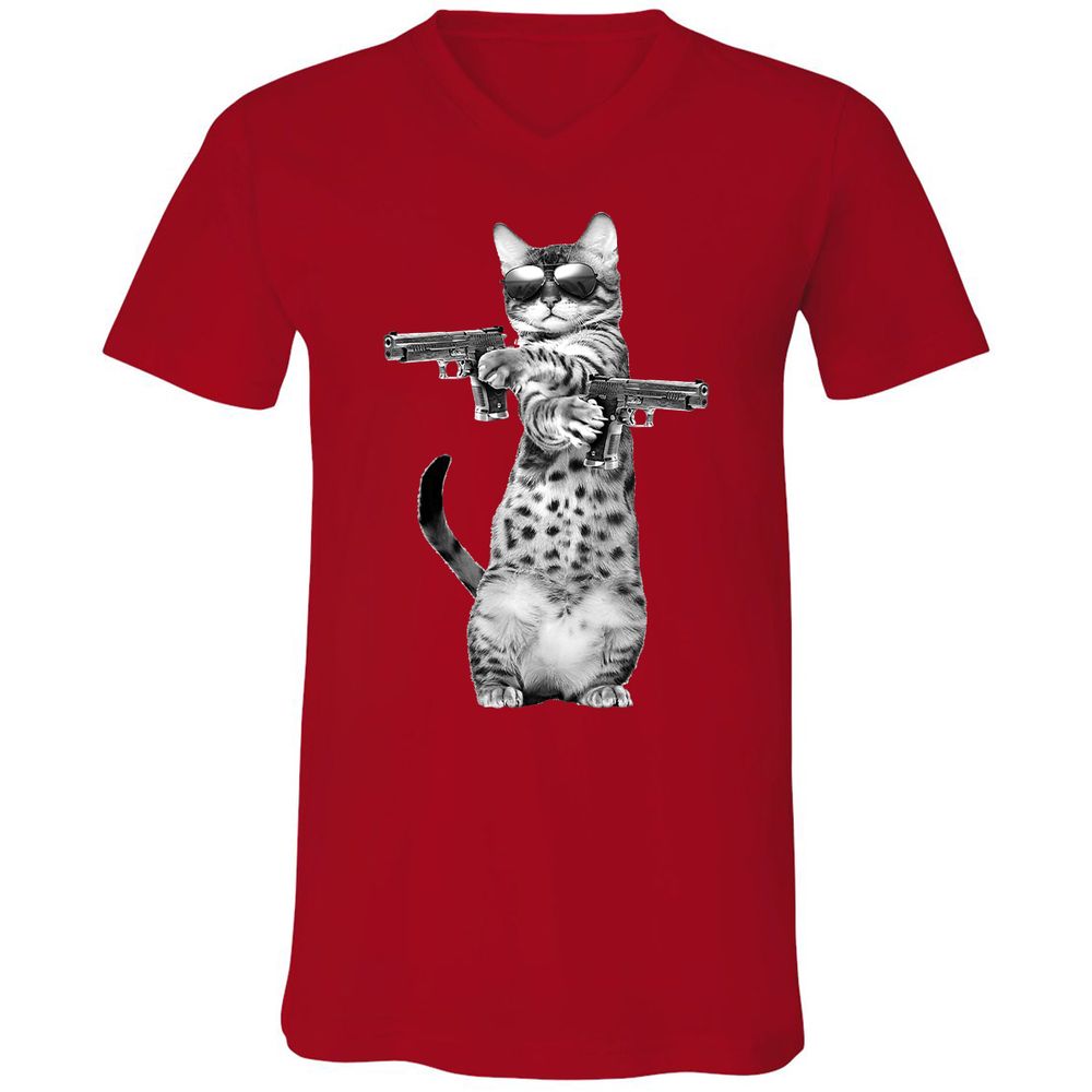 Unisex V-Neck T-Shirt - Q25L79X5 - Red - 3