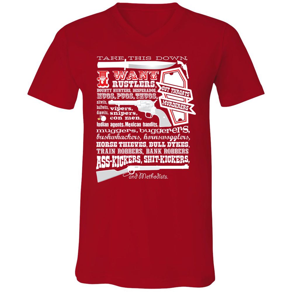 Unisex V-Neck T-Shirt - Y86TS87P - Red - 3