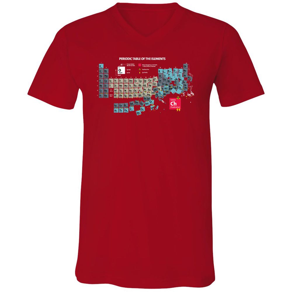 Unisex V-Neck T-Shirt - SXQV4HBL - Red - 3