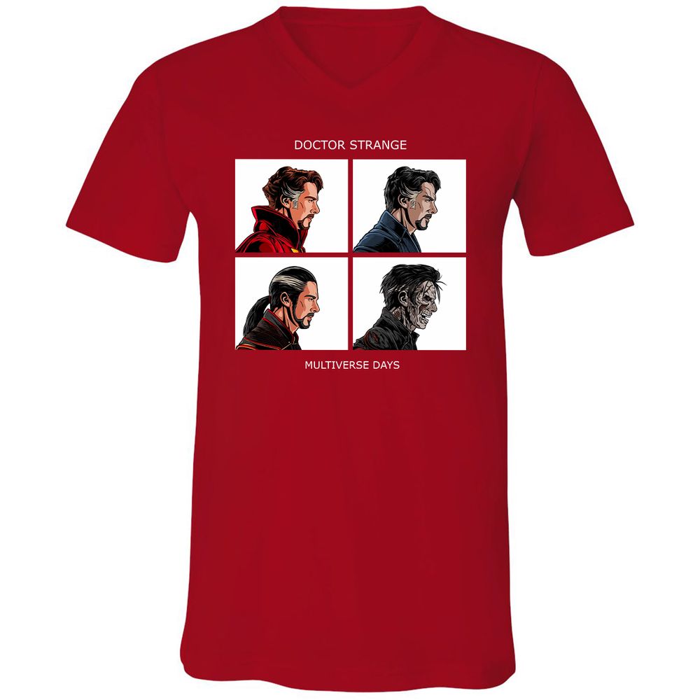 Unisex V-Neck T-Shirt - 87F8GCTJ - Red - 3