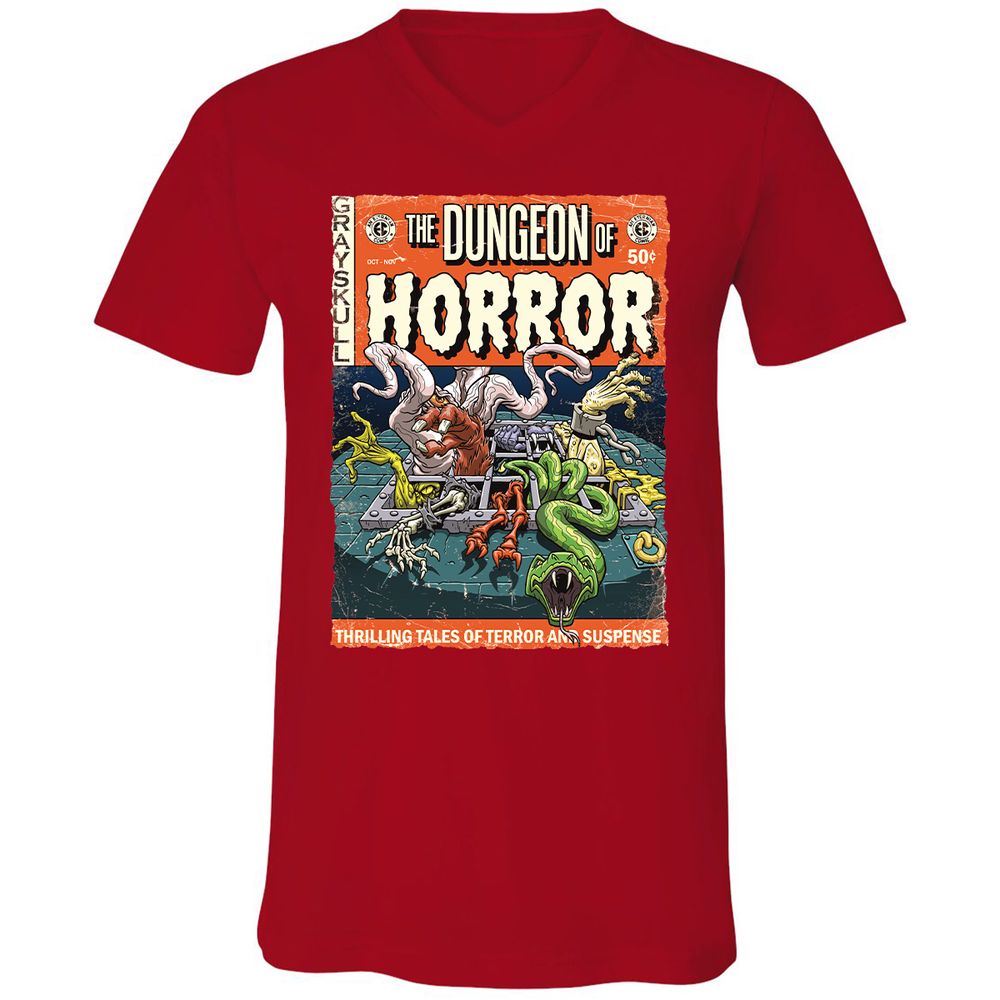 Unisex V-Neck T-Shirt - 1BFDZHPF - Red - 3