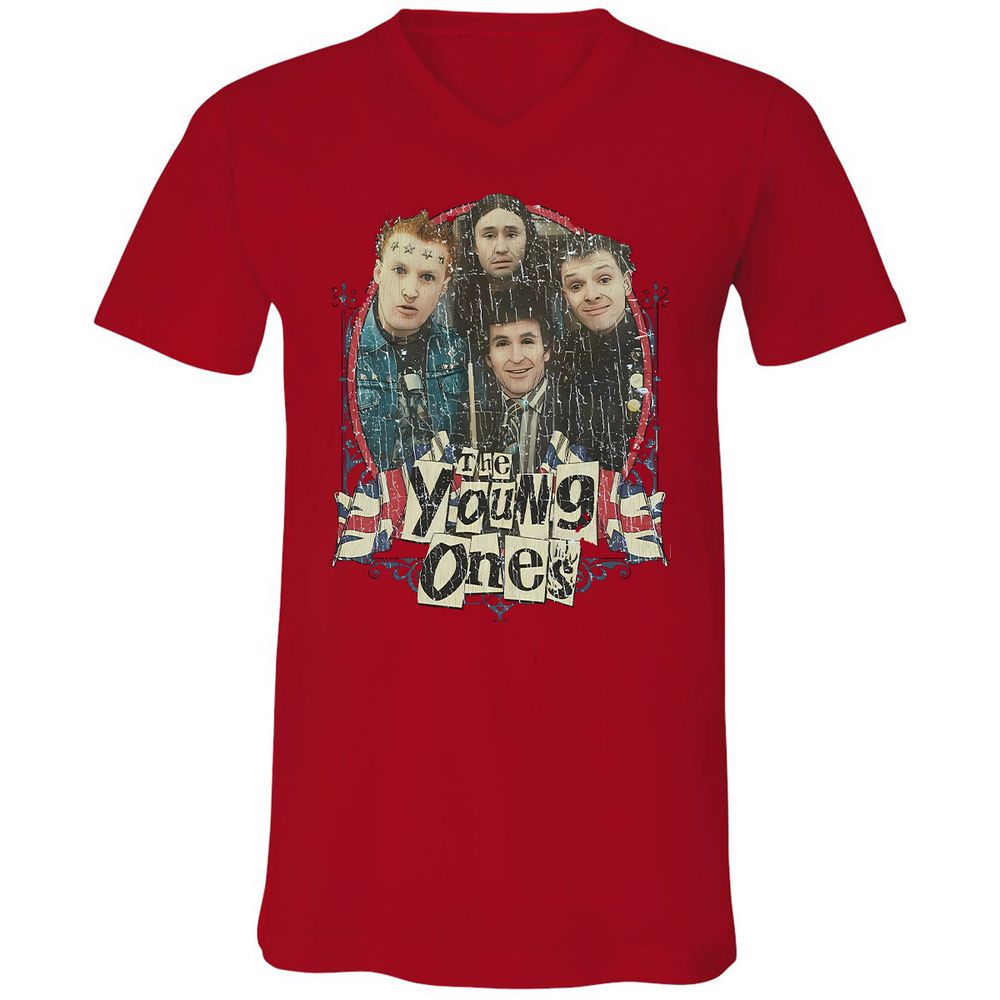 Unisex V-Neck T-Shirt - FBQXRT5H - Red - 3