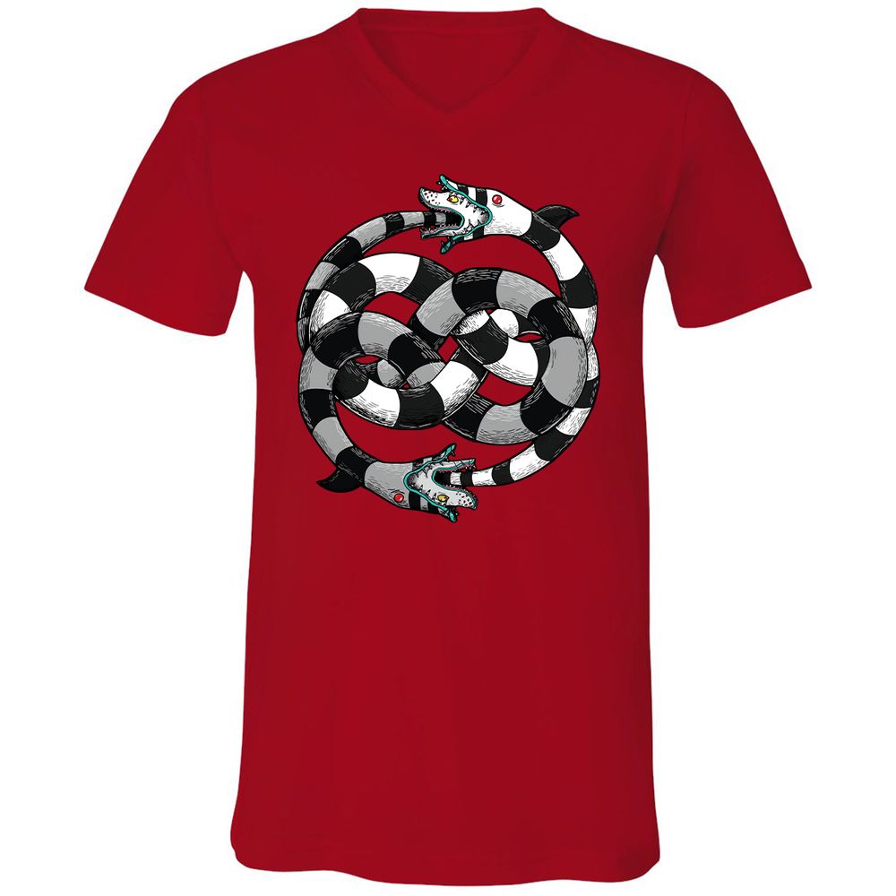 Unisex V-Neck T-Shirt - UXD4TBTZ - Red - 3