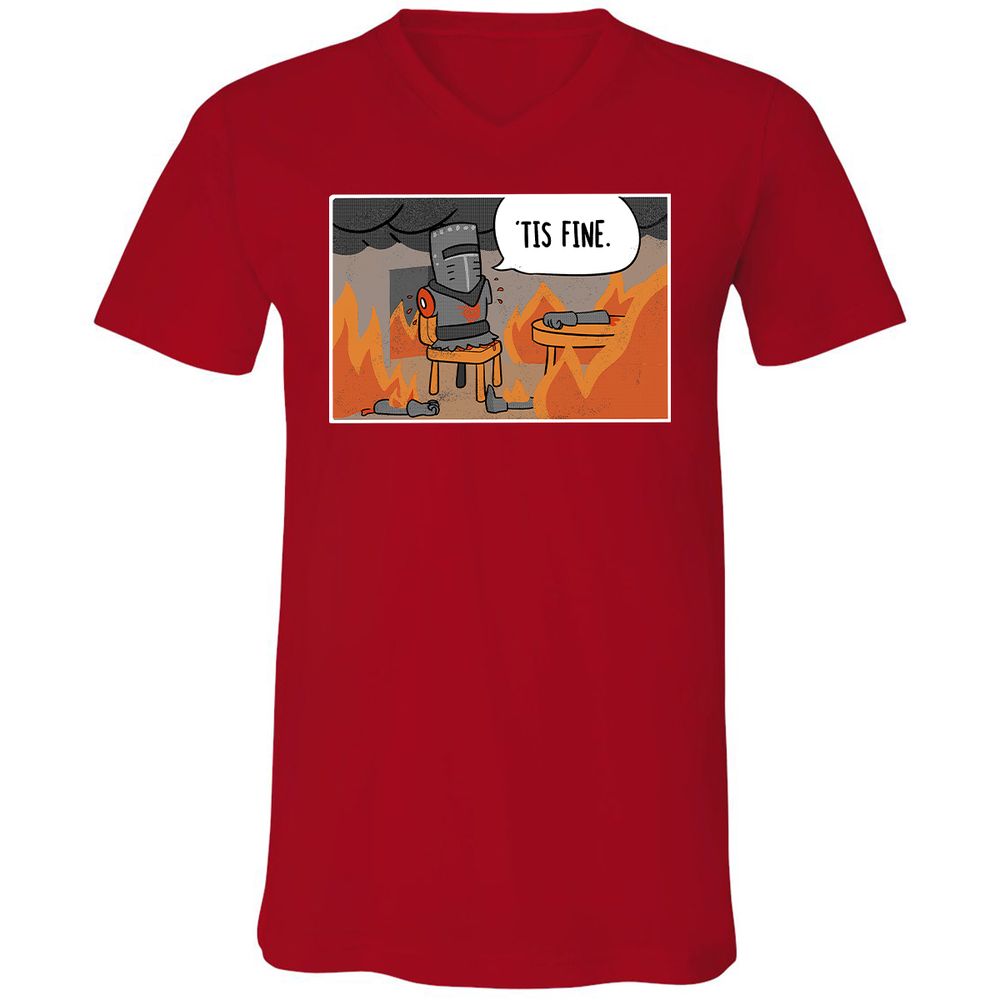 Unisex V-Neck T-Shirt - NXZFQQ8L - Red - 3