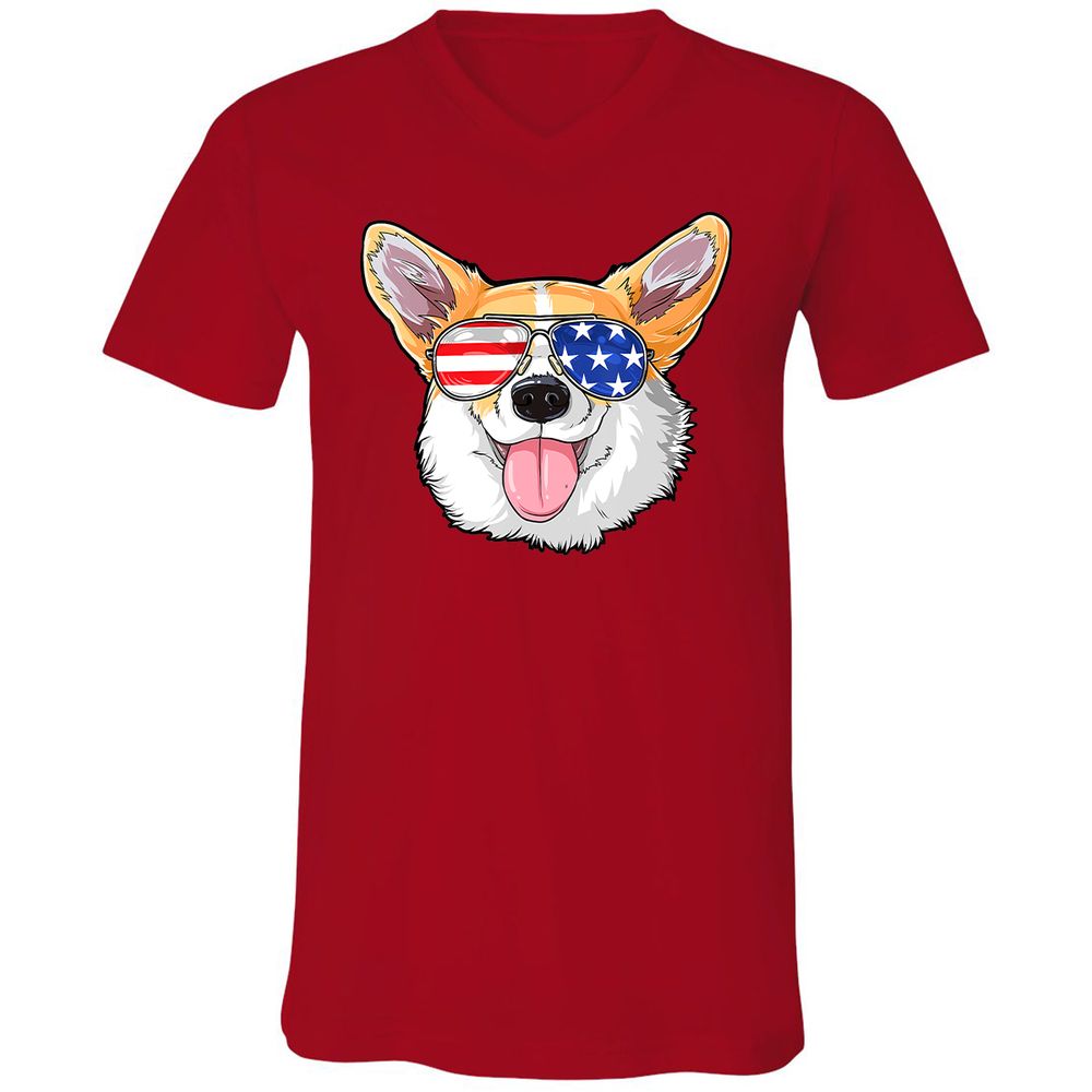 Unisex V-Neck T-Shirt - Z7UHBU8C - Red - 3