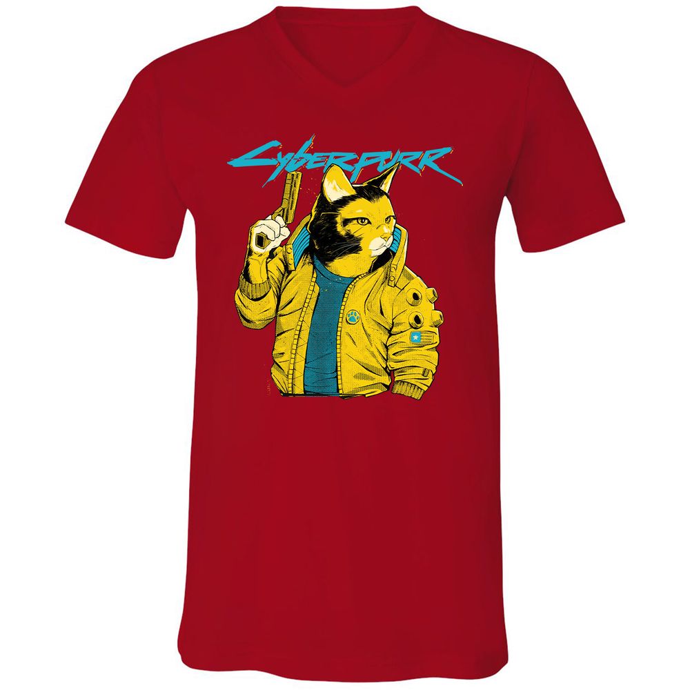 Unisex V-Neck T-Shirt - 4FV27VH6 - Red - 3