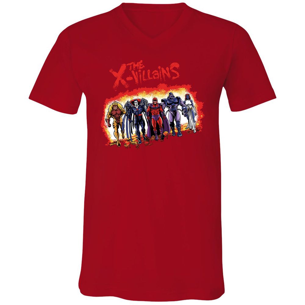Unisex V-Neck T-Shirt - ZK1XLCWV - Red - 3