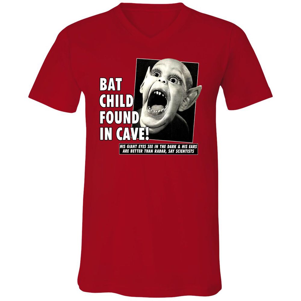 Unisex V-Neck T-Shirt - UX4LJ6QZ - Red - 3