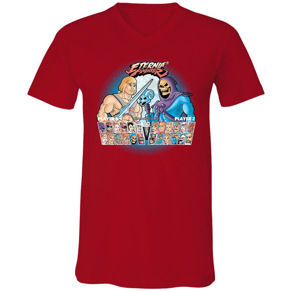 Unisex V-Neck T-Shirt - Q2V9HDHV - Red - 3