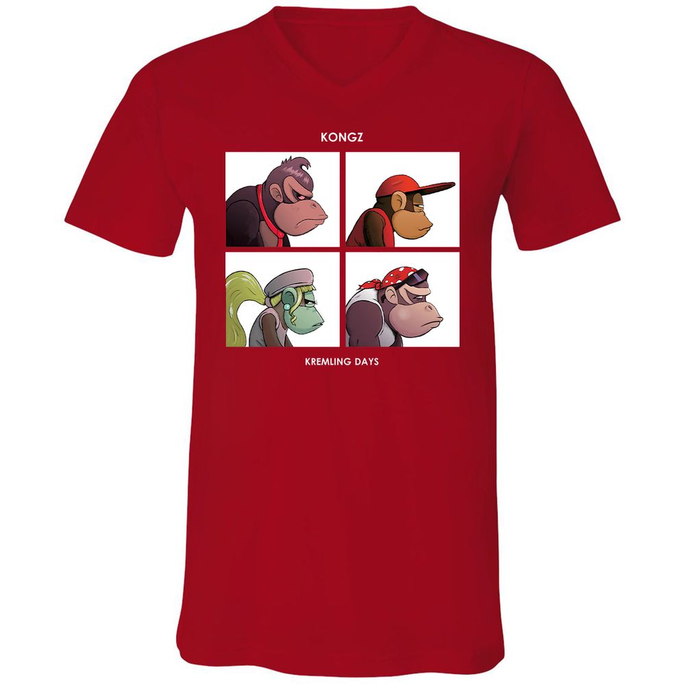 Unisex V-Neck T-Shirt - N695K2RH - Red - 3