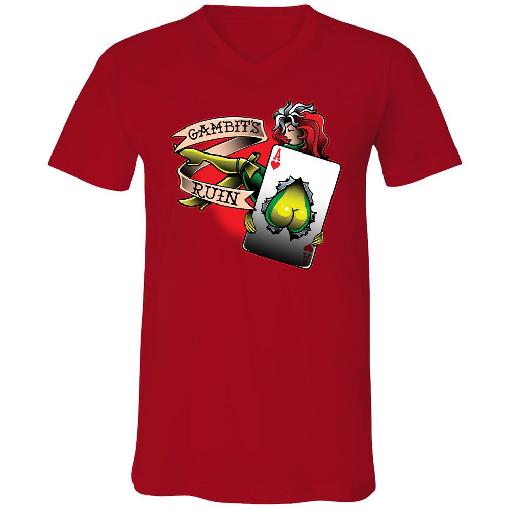 Unisex V-Neck T-Shirt - K19KYJFX - Red - 3