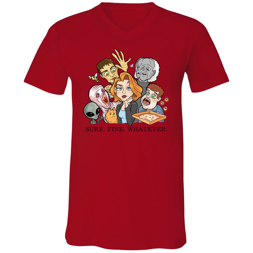 Unisex V-Neck T-Shirt - UX5LTVTW - Red - 3