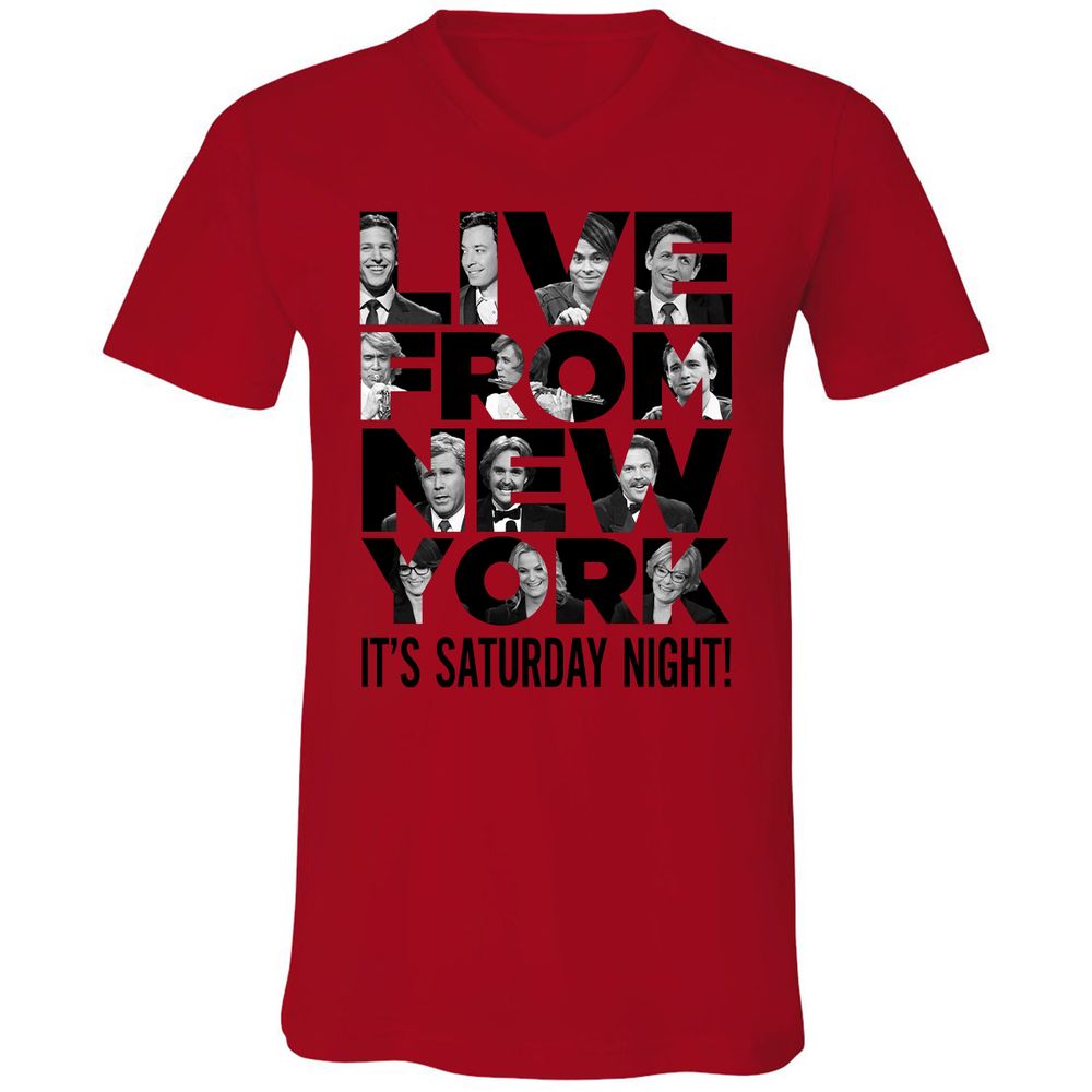 Unisex V-Neck T-Shirt - JQFS7Z9D - Red - 3