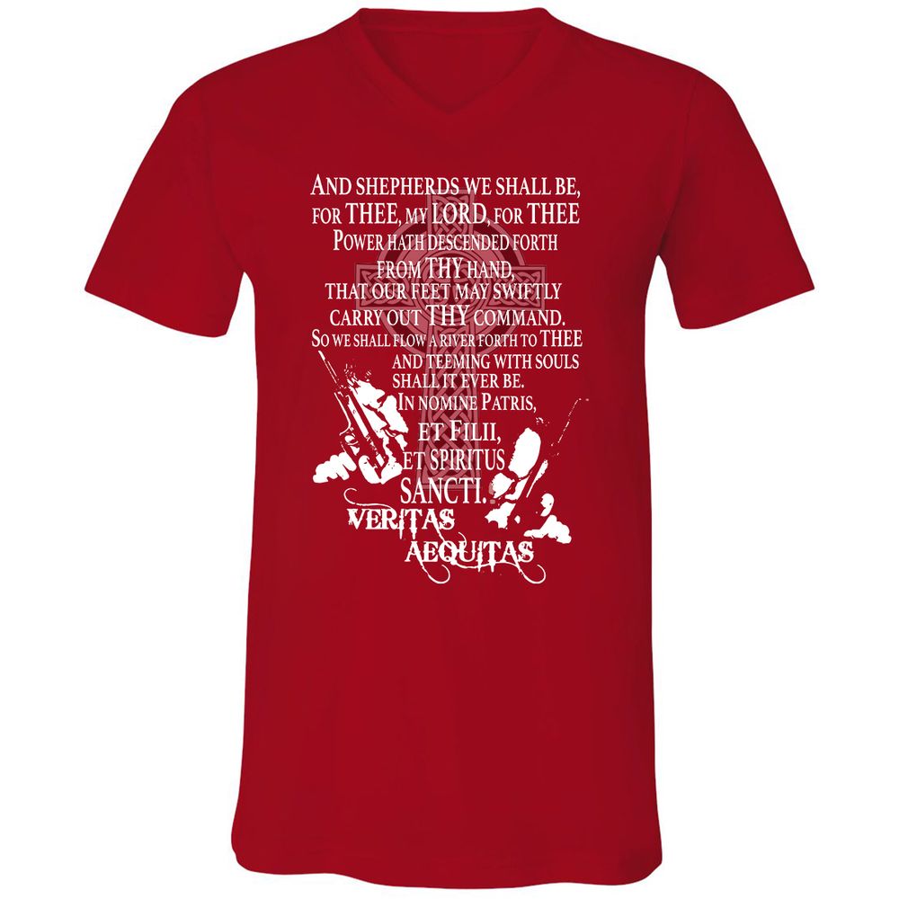 Unisex V-Neck T-Shirt - Black - Red - 3