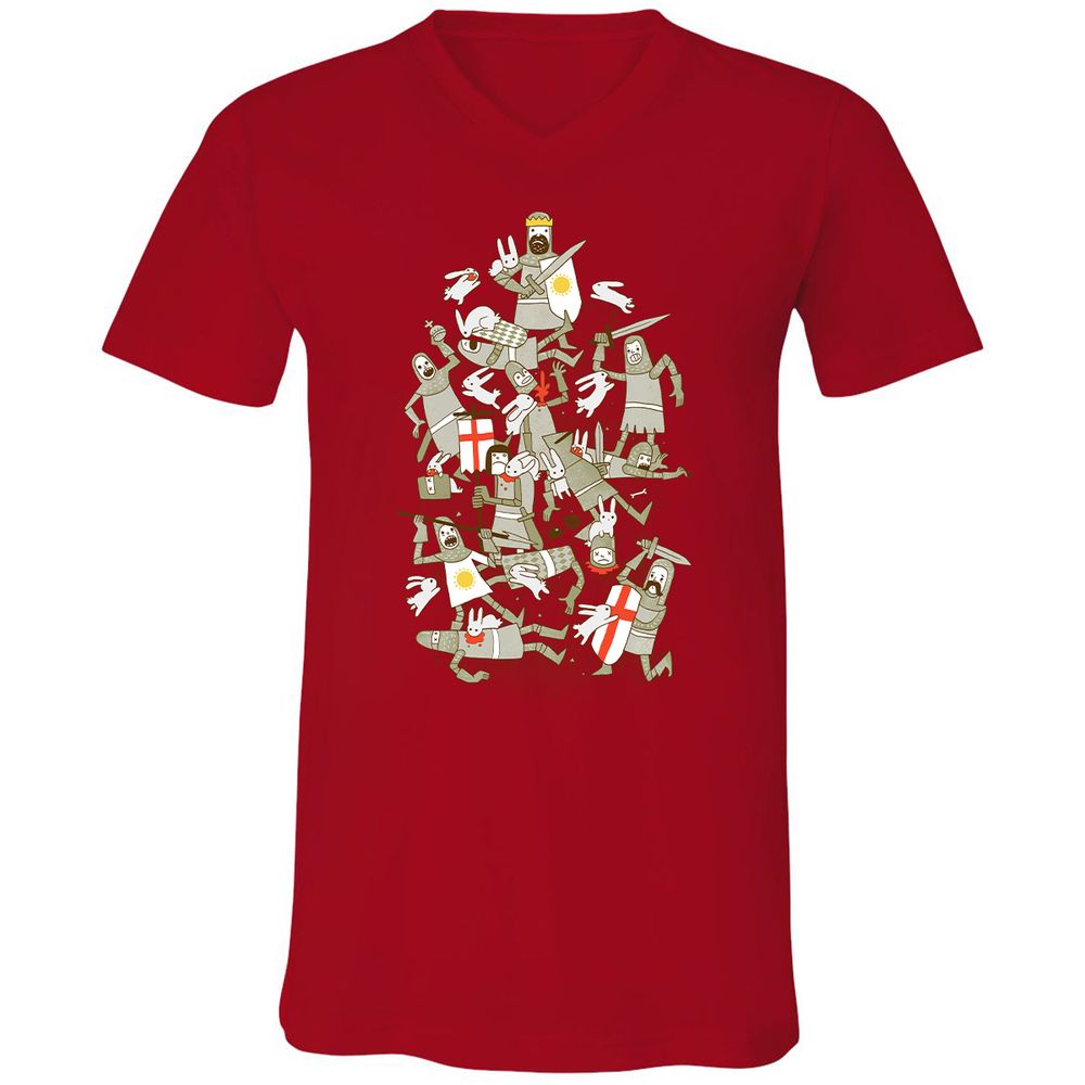 Unisex V-Neck T-Shirt - CYMH6Y37 - Red - 3