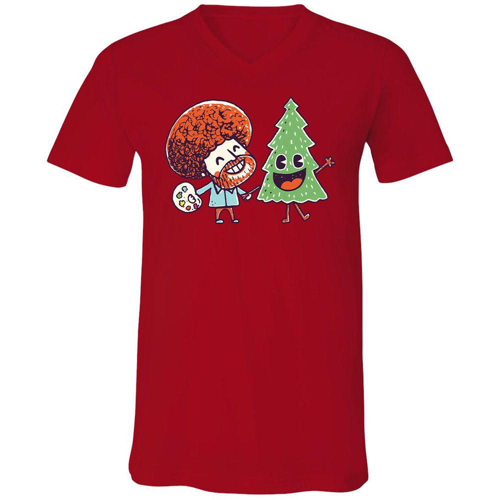 Unisex V-Neck T-Shirt - H8SKBNR3 - Red - 3