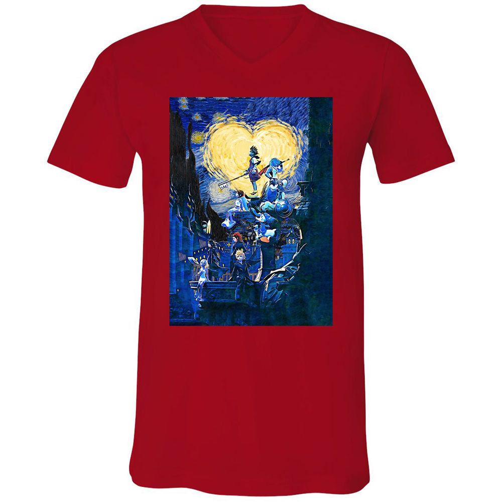 Unisex V-Neck T-Shirt - QRDMQX8G - Red - 3