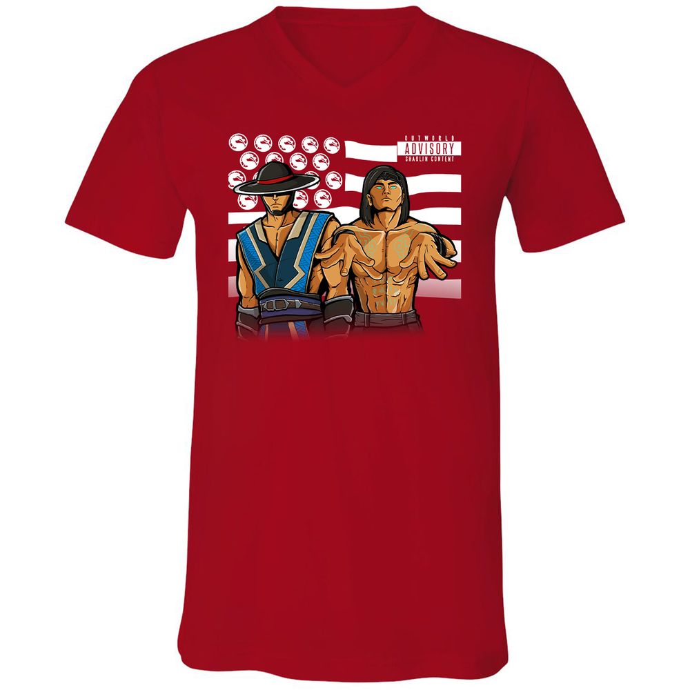 Unisex V-Neck T-Shirt - HZHQRXWW - Red - 3