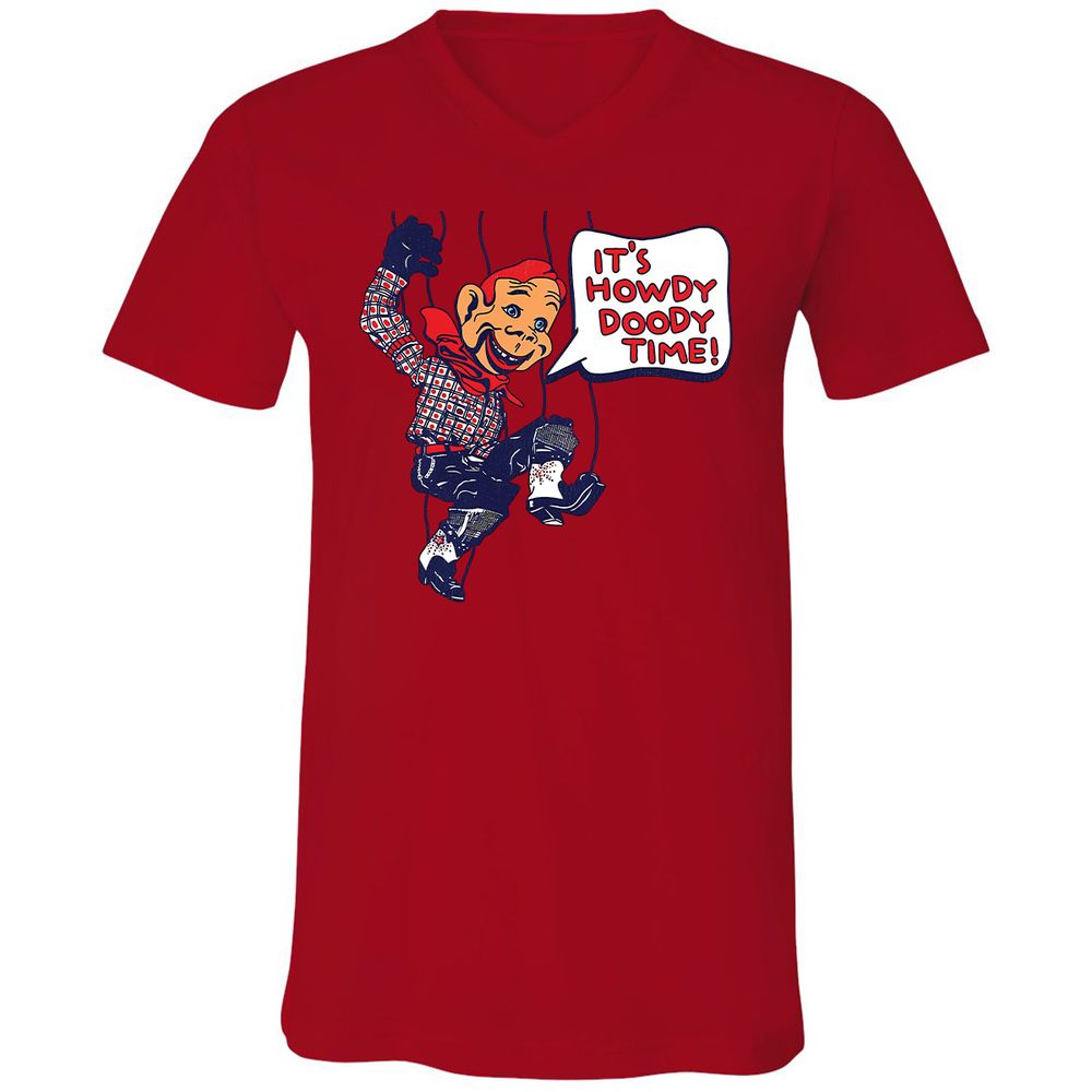 Unisex V-Neck T-Shirt - TXFQE2PB - Red - 3