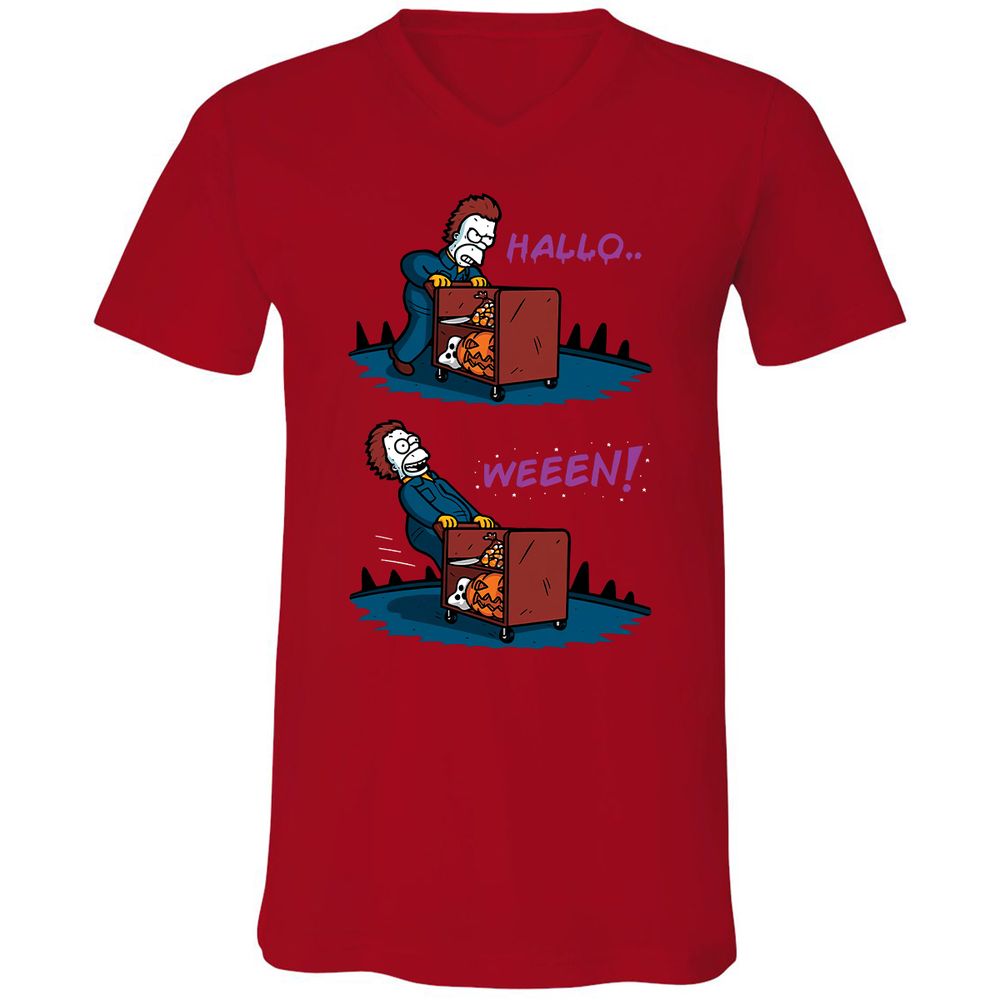 Unisex V-Neck T-Shirt - MMVAQEWT - Red - 3