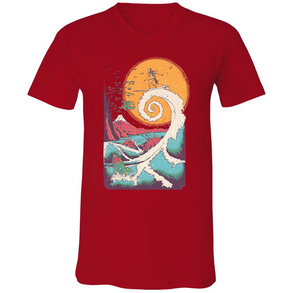 Unisex V-Neck T-Shirt - 5FHYNHPJ - Red - 3