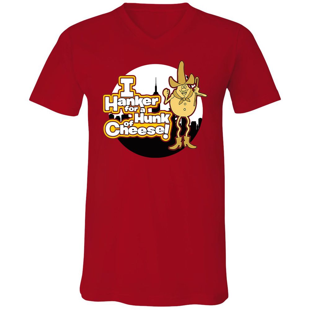Unisex V-Neck T-Shirt - FJUKZBV6 - Red - 3