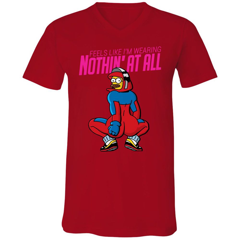 Unisex V-Neck T-Shirt - LN51LAKQ - Red - 3