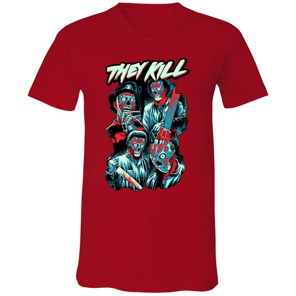Unisex V-Neck T-Shirt - 4CUXCPYF - Red - 3