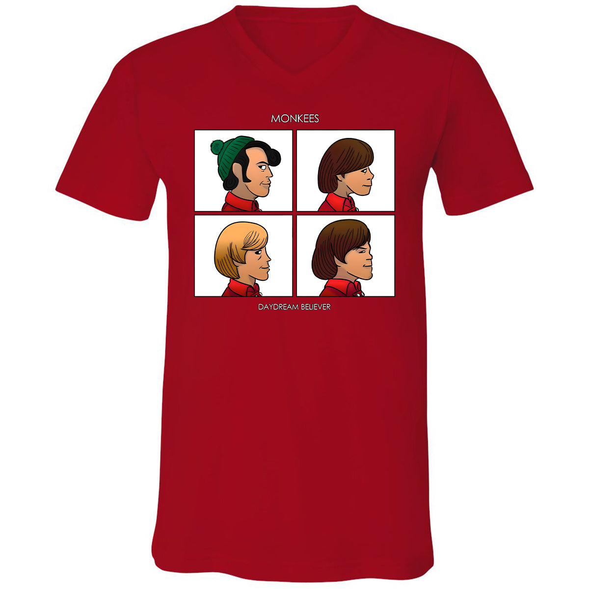 Unisex V-Neck T-Shirt - CM7UKVFY - Red - 3