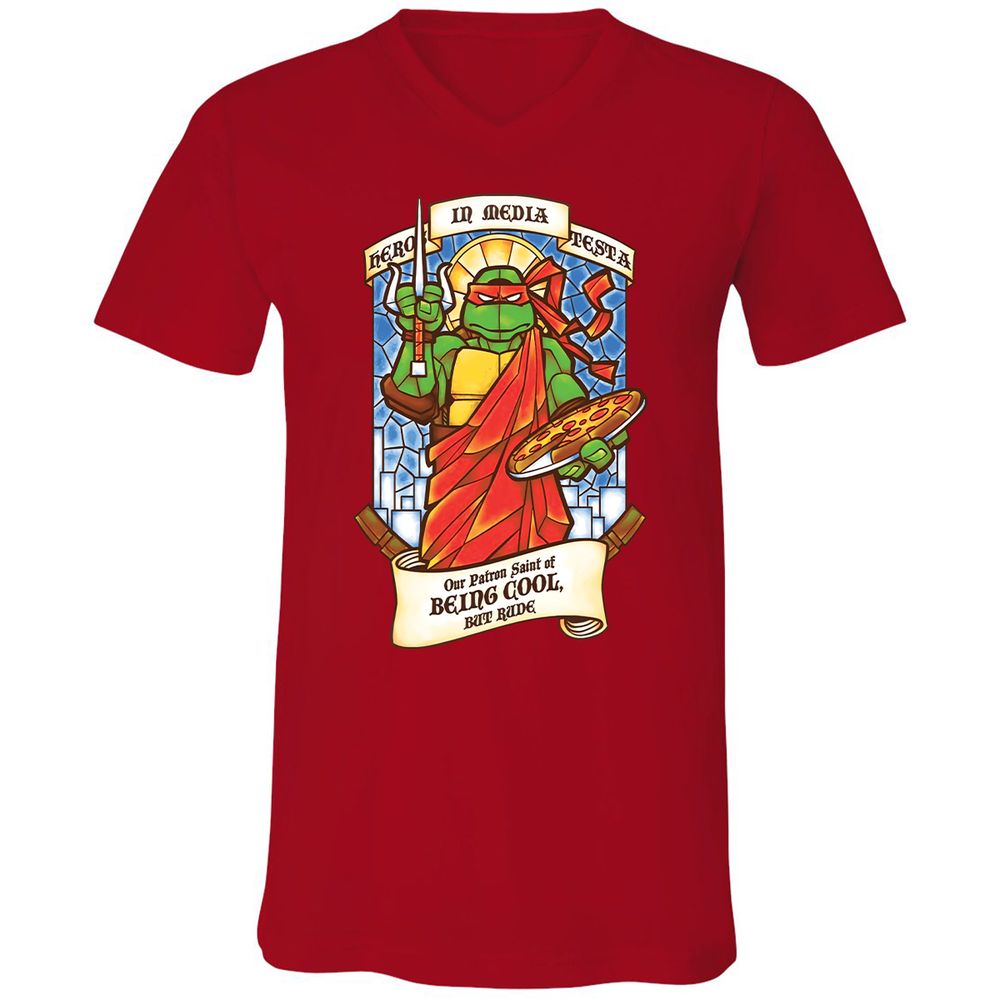 Unisex V-Neck T-Shirt - Y6FLAE1C - Red - 3