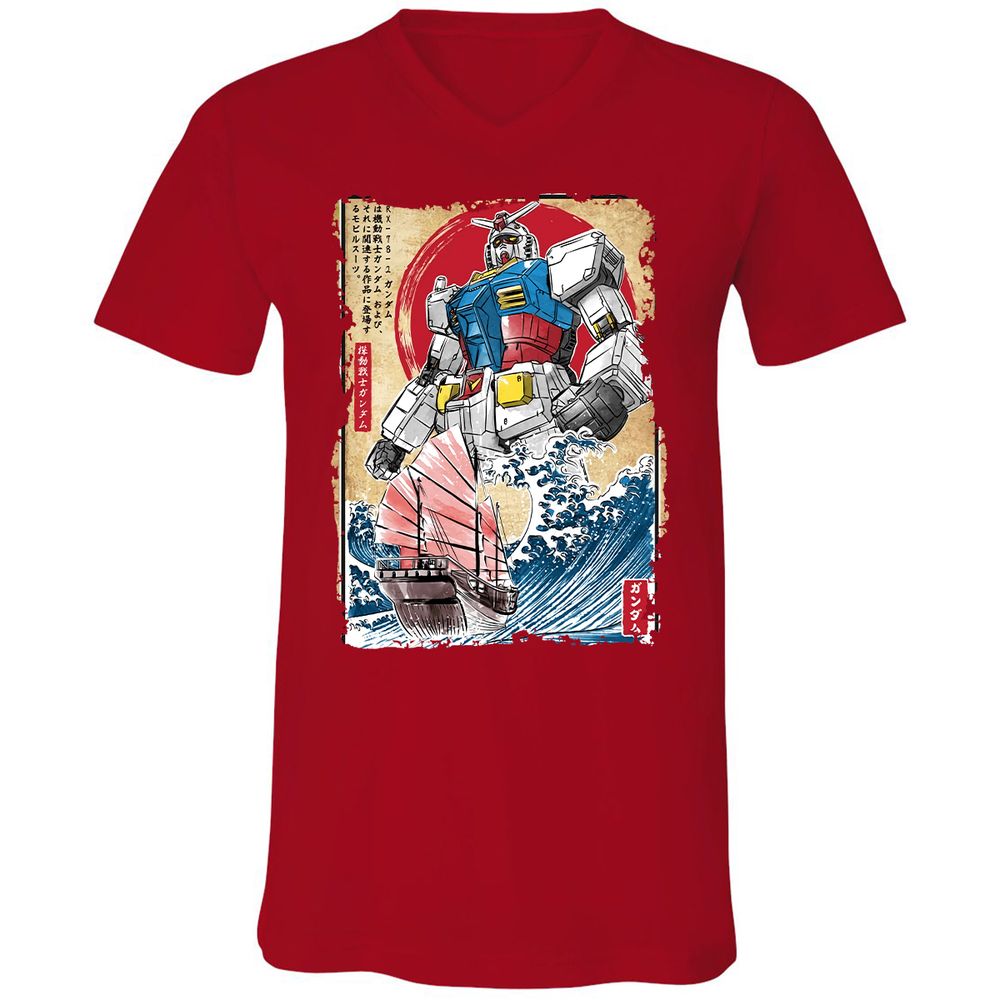 Unisex V-Neck T-Shirt - DMSZZYLK - Red - 3