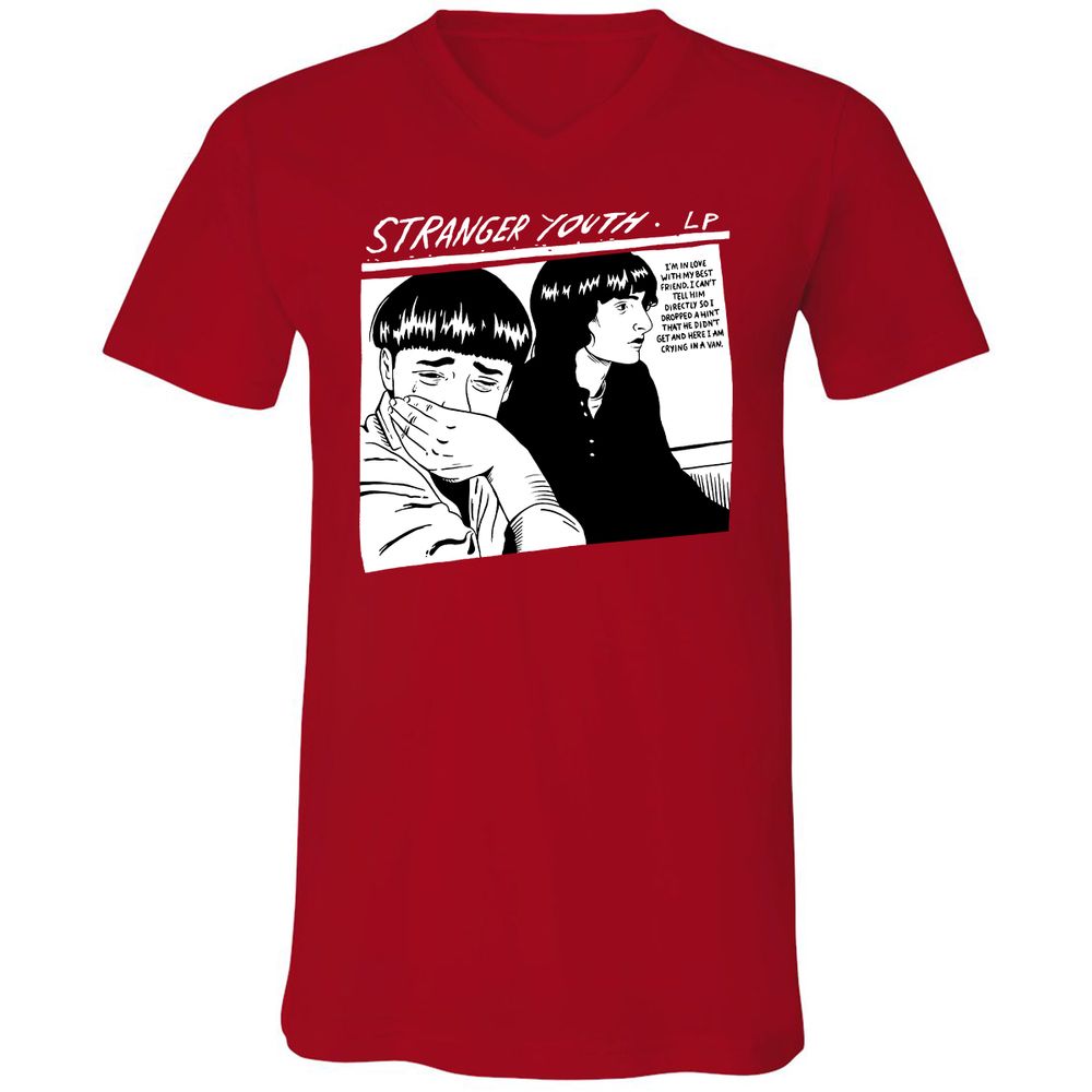 Unisex V-Neck T-Shirt - 7R3H5595 - Red - 3