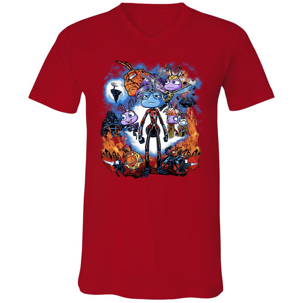 Unisex V-Neck T-Shirt - 5S83YZV3 - Red - 3