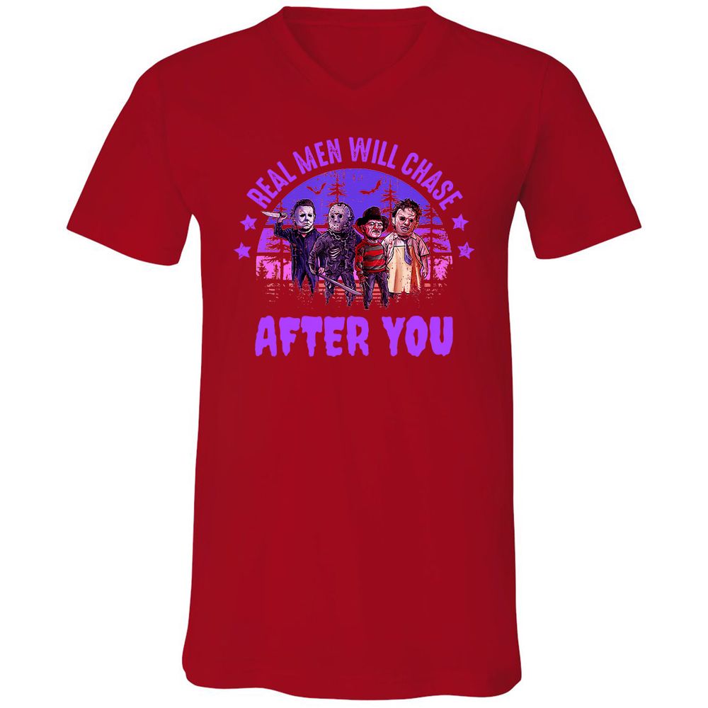Unisex V-Neck T-Shirt - VSSS5LZD - Red - 3