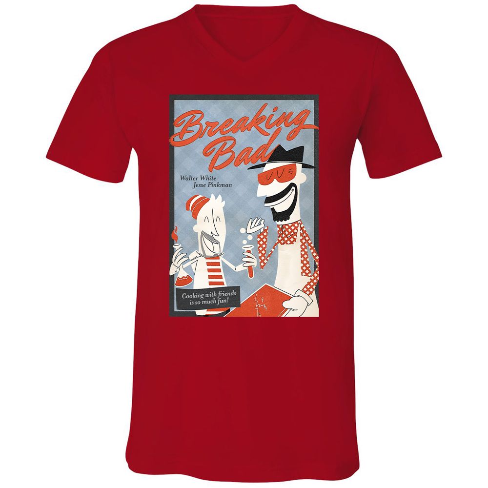 Unisex V-Neck T-Shirt - 3C5ZK7QT - Red - 3