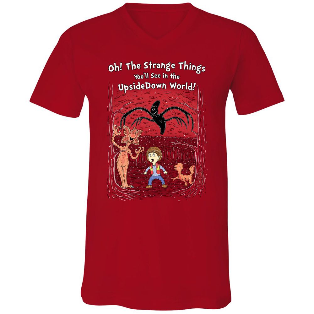 Unisex V-Neck T-Shirt - Q9M4EF8X - Red - 3