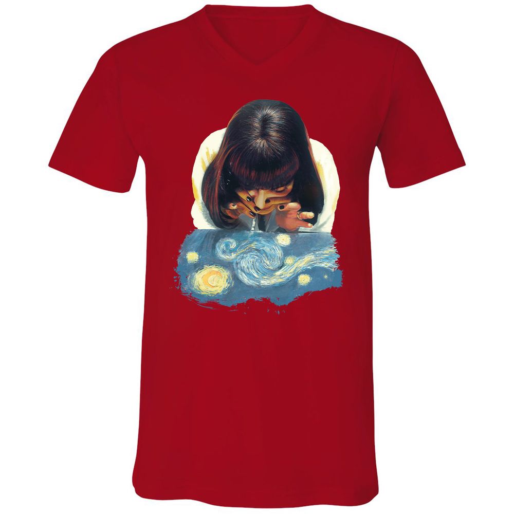 Unisex V-Neck T-Shirt - NCLHZQQT - Red - 3
