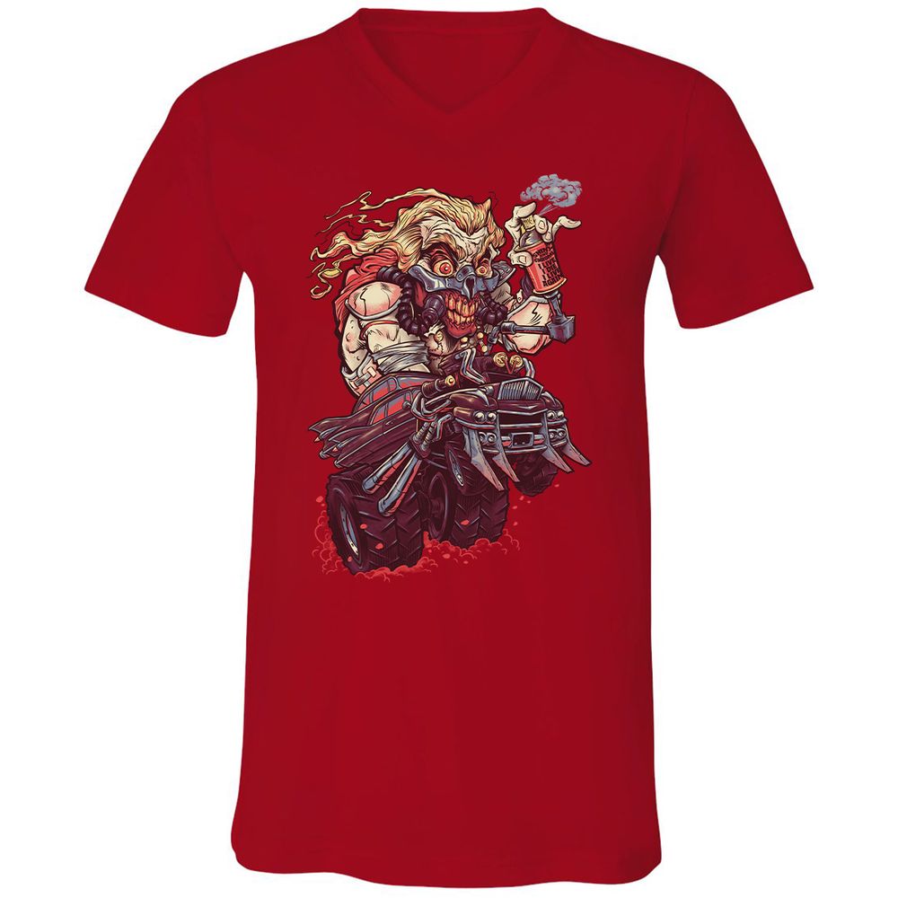 Unisex V-Neck T-Shirt - HW6J1GAG - Red - 3