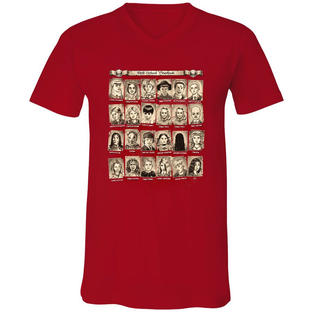 Unisex V-Neck T-Shirt - GMA6QG6P - Red - 3