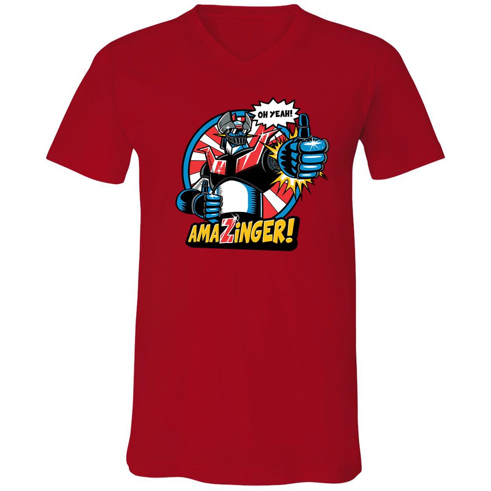 Unisex V-Neck T-Shirt - FELA2ZEM - Red - 3