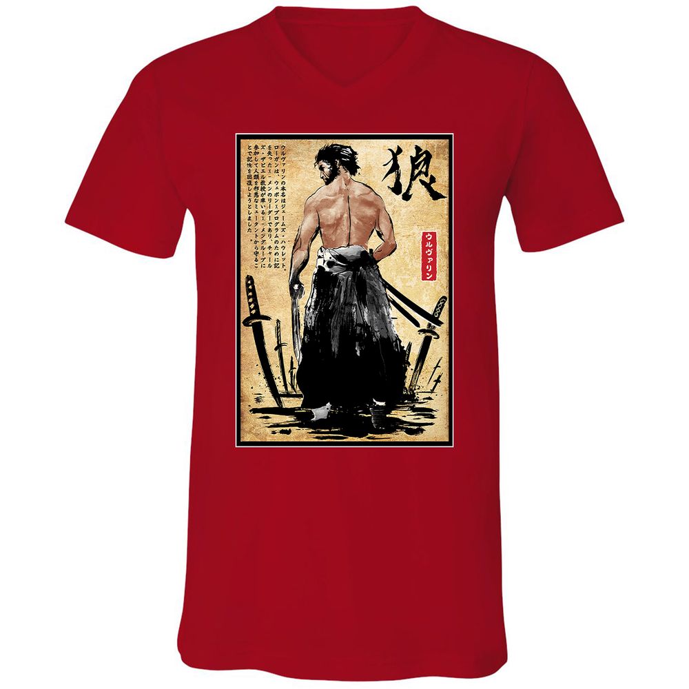 Unisex V-Neck T-Shirt - F78XUM95 - Red - 3