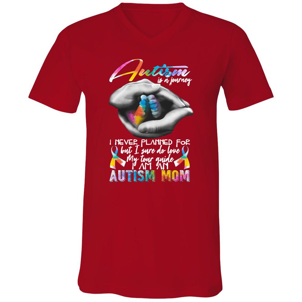 Unisex V-Neck T-Shirt - P1BDKZLG - Red - 3